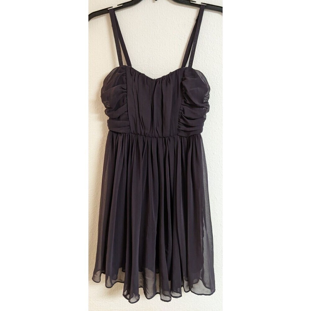 Women's LUSH Eggplant Color Chiffon Ruched Party Holiday Dress Size Small
